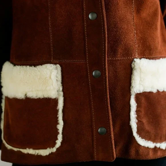 Vintage 70s Joo Kay Brown Suede and Sheepskin Coat - Picture 5 of 14